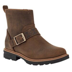 160$ Teva Rowena Bison Block Heel Buckle Boots Women's Size 6 US Dark Brown